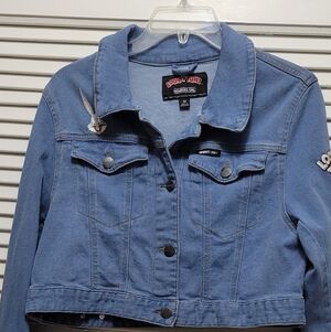 Members Only And Looney Tunes Light Blue Denim Jacket